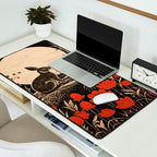 Red Tulip Moon Rise Bunny Desk Mat Gallery Image 2