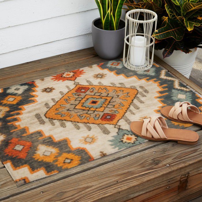 Southwestern Rustic Bohemian Design Outdoor Rug Gallery Image 2