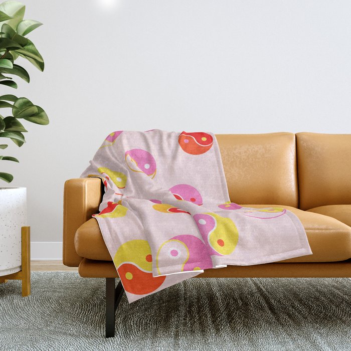 Ying Yang Bright Pattern Throw Blanket Gallery Image 1