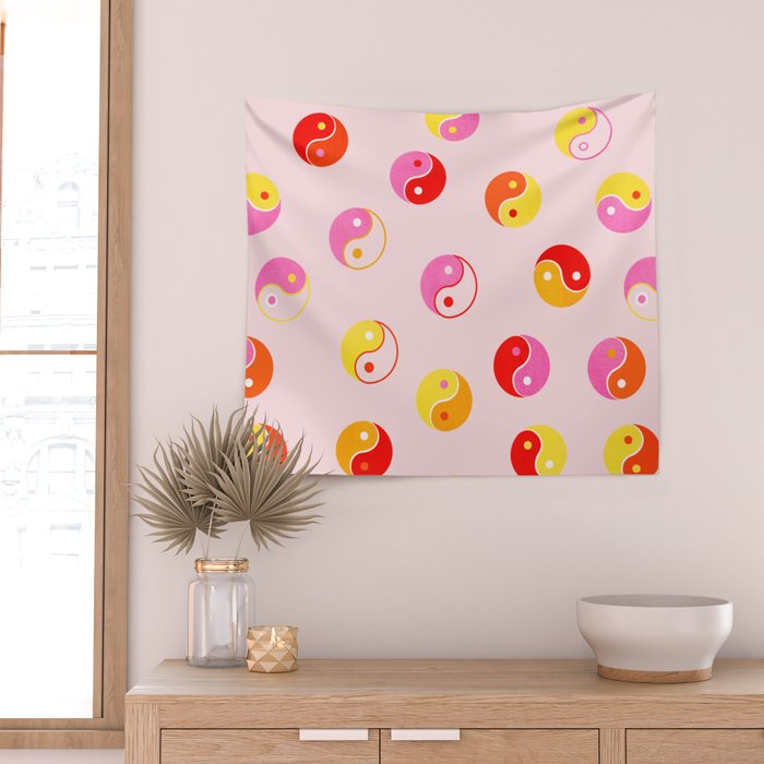 Ying Yang Bright Pattern Wall Tapestry Gallery Image 2