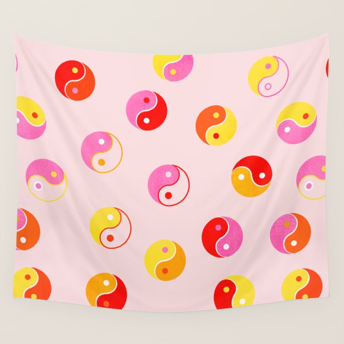 Ying Yang Bright Pattern Wall Tapestry Gallery Image 4