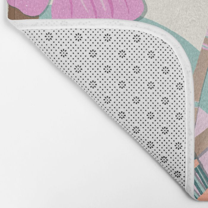 Tropical Badminton badge - pink, orange and teal Bath Mat Gallery Image 2