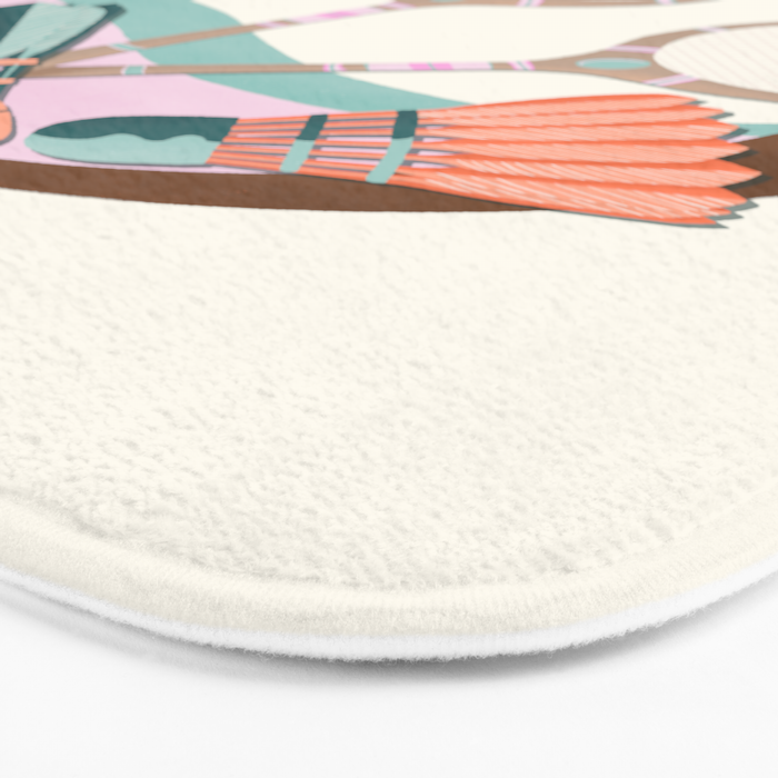Tropical Badminton badge - pink, orange and teal Bath Mat Gallery Image 3