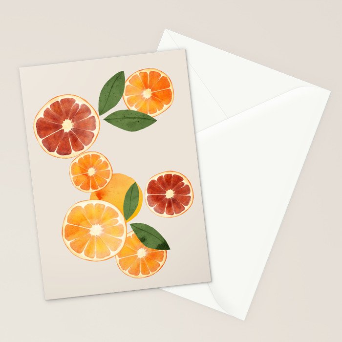 sliced oranges spring watercolor Stationery Card Gallery Image 2