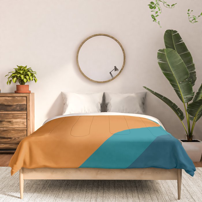 Moderna Bold - Minimalist Abstract Pattern in Teal, Blue, and Orange Comforter Gallery Image 3