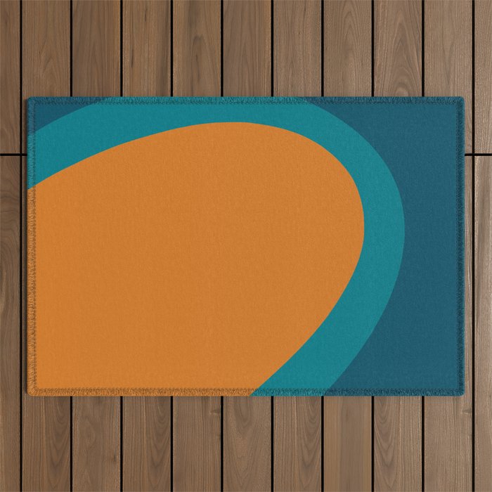 Moderna Bold - Minimalist Abstract Pattern in Teal, Blue, and Orange Outdoor Rug Gallery Image 1