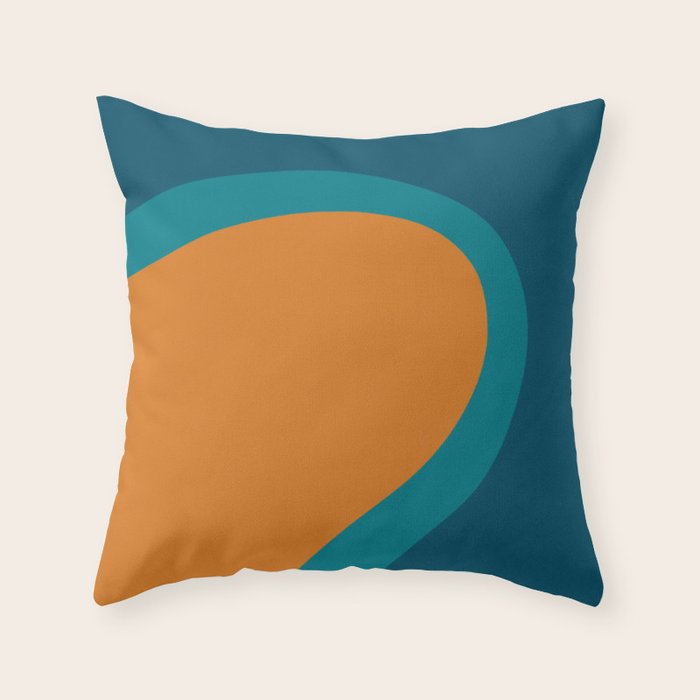 Moderna Bold - Minimalist Abstract Pattern in Teal, Blue, and Orange Throw Pillow Gallery Image 6
