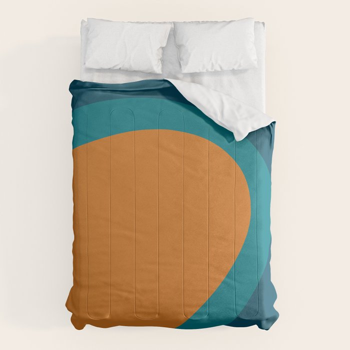 Moderna Bold - Minimalist Abstract Pattern in Teal, Blue, and Orange Comforter Gallery Image 6