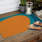 Moderna Bold - Minimalist Abstract Pattern in Teal, Blue, and Orange Outdoor Rug Gallery Image 2