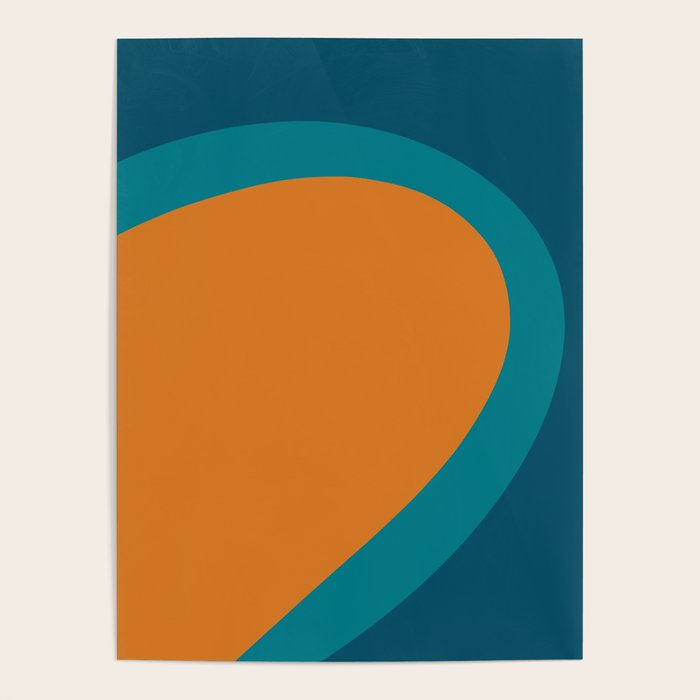 Moderna Bold - Minimalist Abstract Pattern in Teal, Blue, and Orange Poster Gallery Image 1