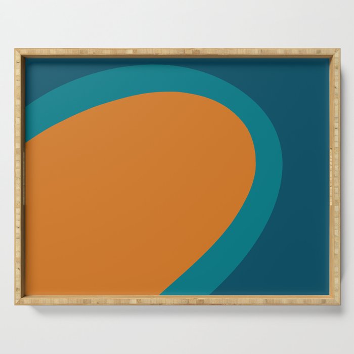 Moderna Bold - Minimalist Abstract Pattern in Teal, Blue, and Orange Serving Tray Gallery Image 1