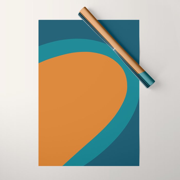 Moderna Bold - Minimalist Abstract Pattern in Teal, Blue, and Orange Wrapping Paper Gallery Image 1
