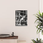 Oh, no she didn't! female boxer knocking out other female boxer vintage sports black and white photograph - photography - photographs Poster Gallery Image 2
