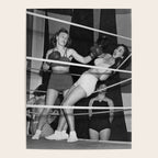 Oh, no she didn't! female boxer knocking out other female boxer vintage sports black and white photograph - photography - photographs Poster Gallery Image 4