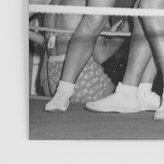 Oh, no she didn't! female boxer knocking out other female boxer vintage sports black and white photograph - photography - photographs Poster Gallery Image 3