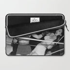 Oh, no she didn't! female boxer knocking out other female boxer vintage sports black and white photograph - photography - photographs Laptop Sleeve Gallery Image 2