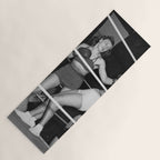 Oh, no she didn't! female boxer knocking out other female boxer vintage sports black and white photograph - photography - photographs Yoga Mat Gallery Image 1