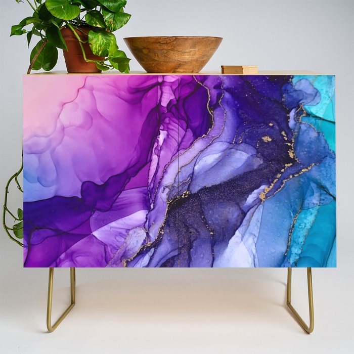 Abstract Vibrant Rainbow Ombre Credenza Gallery Image 1