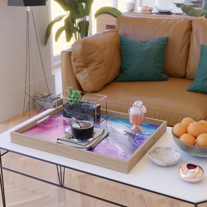 Abstract Vibrant Rainbow Ombre Serving Tray Gallery Image 2