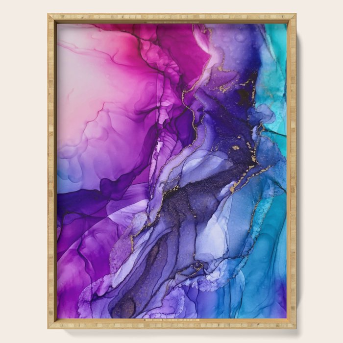 Abstract Vibrant Rainbow Ombre Serving Tray Gallery Image 1