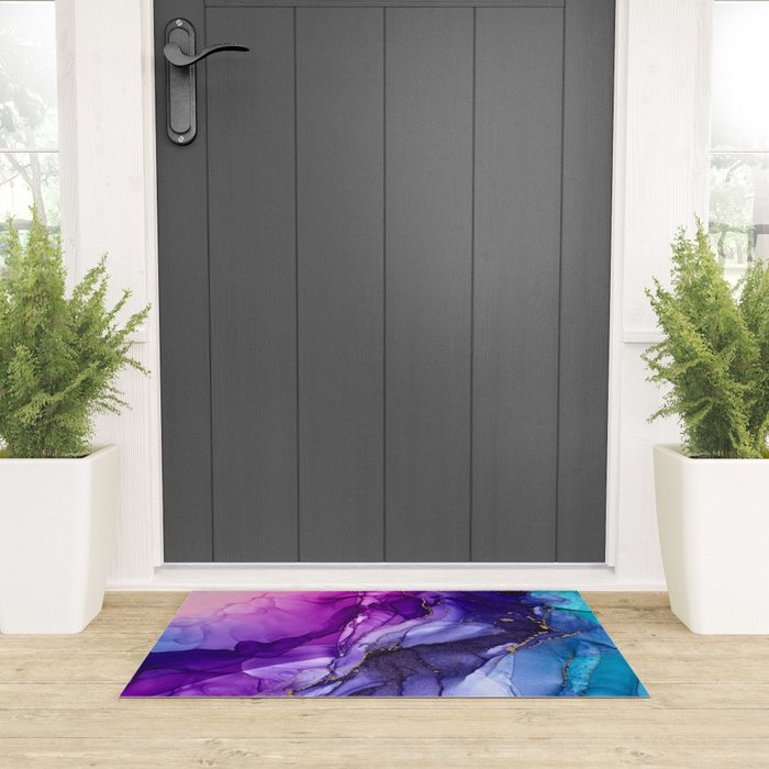 Abstract Vibrant Rainbow Ombre Welcome Mat Gallery Image 3