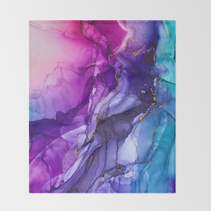 Abstract Vibrant Rainbow Ombre Throw Blanket Gallery Image 2