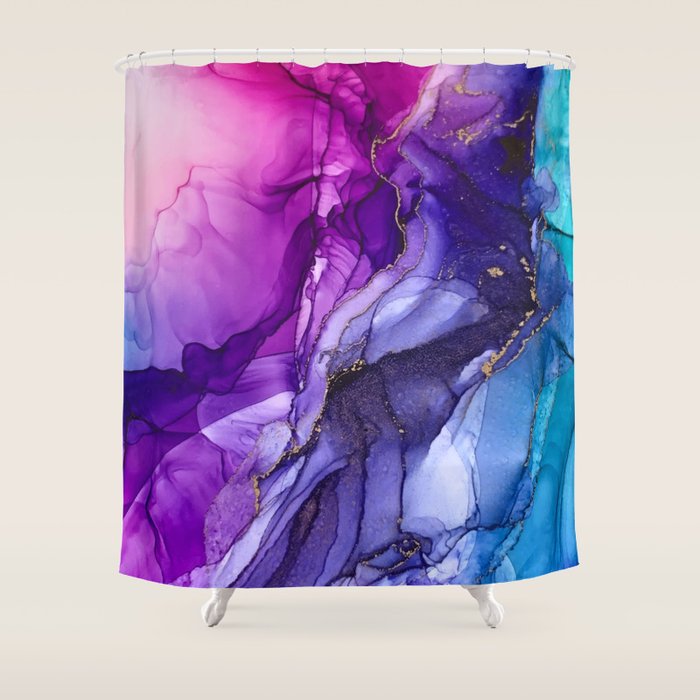 Abstract Vibrant Rainbow Ombre Shower Curtain