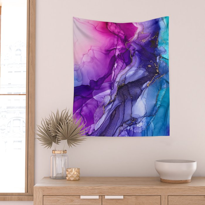 Abstract Vibrant Rainbow Ombre Wall Tapestry Gallery Image 2