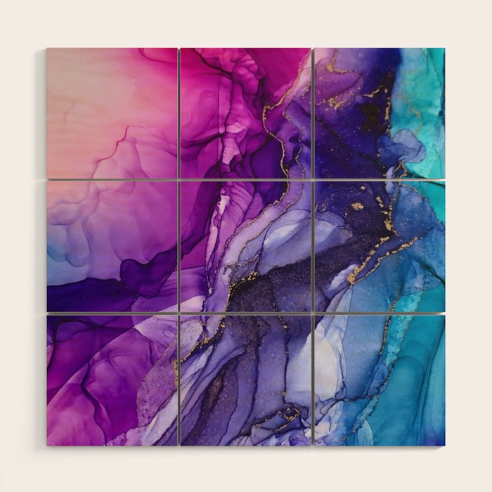 Abstract Vibrant Rainbow Ombre Wood Wall Art Gallery Image 1