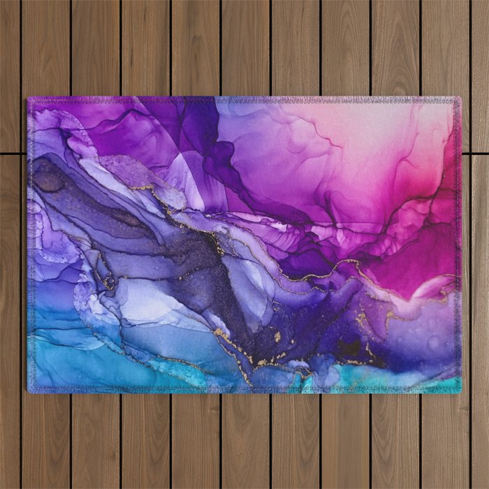 Abstract Vibrant Rainbow Ombre Outdoor Rug Gallery Image 1