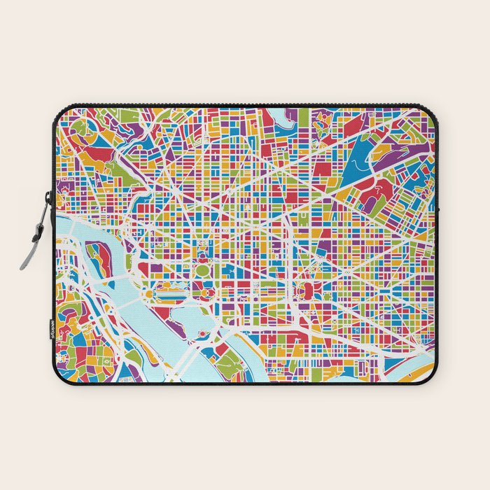 Washington DC Street Map Laptop Sleeve Gallery Image 1