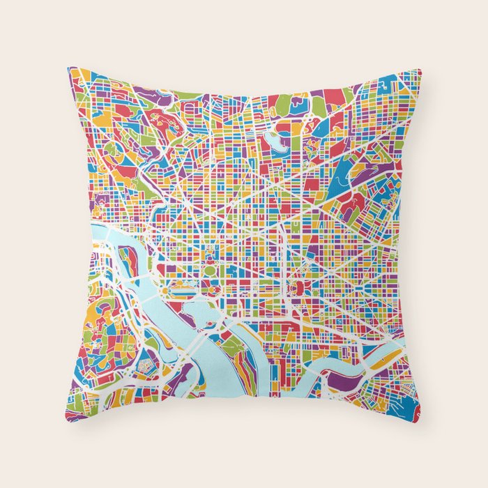 Washington DC Street Map Throw Pillow Gallery Image 6