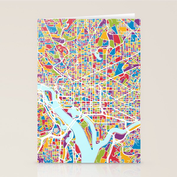 Washington DC Street Map Stationery Card Gallery Image 2