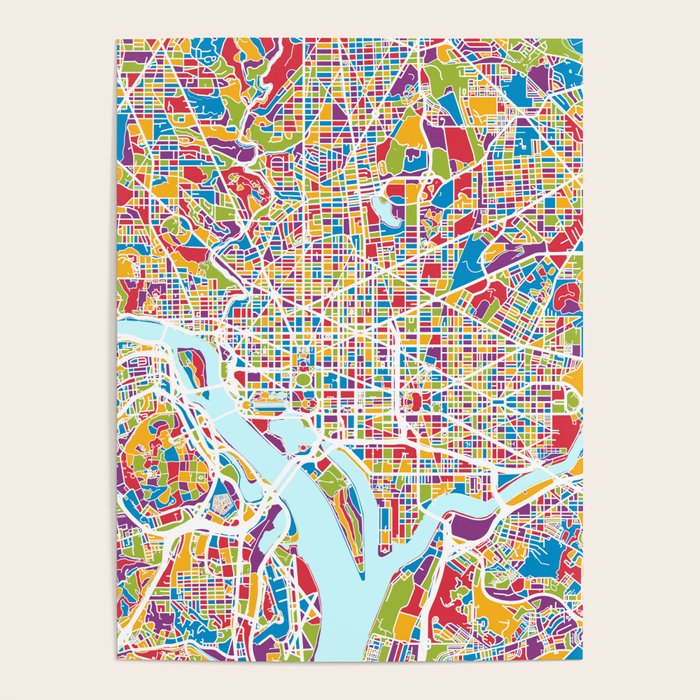 Washington DC Street Map Poster Gallery Image 1