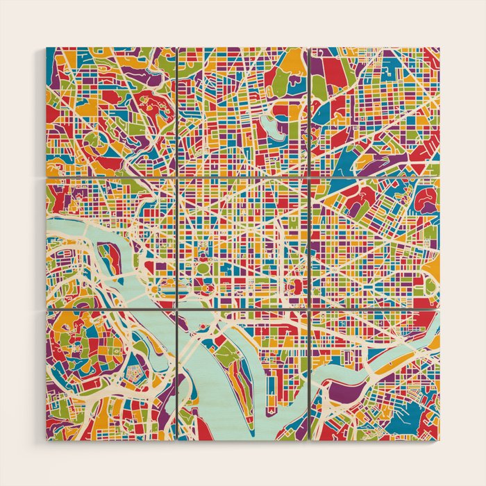 Washington DC Street Map Wood Wall Art Gallery Image 1
