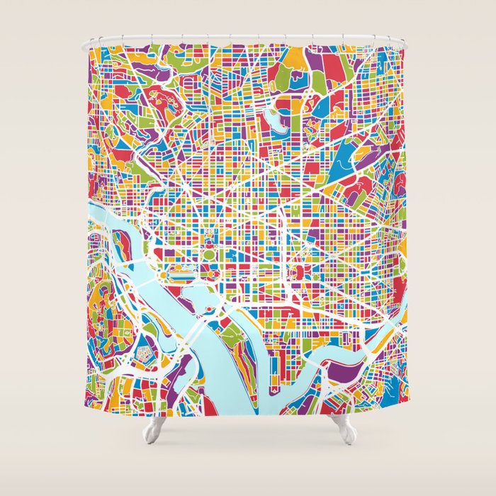 Washington DC Street Map Shower Curtain Gallery Image 1