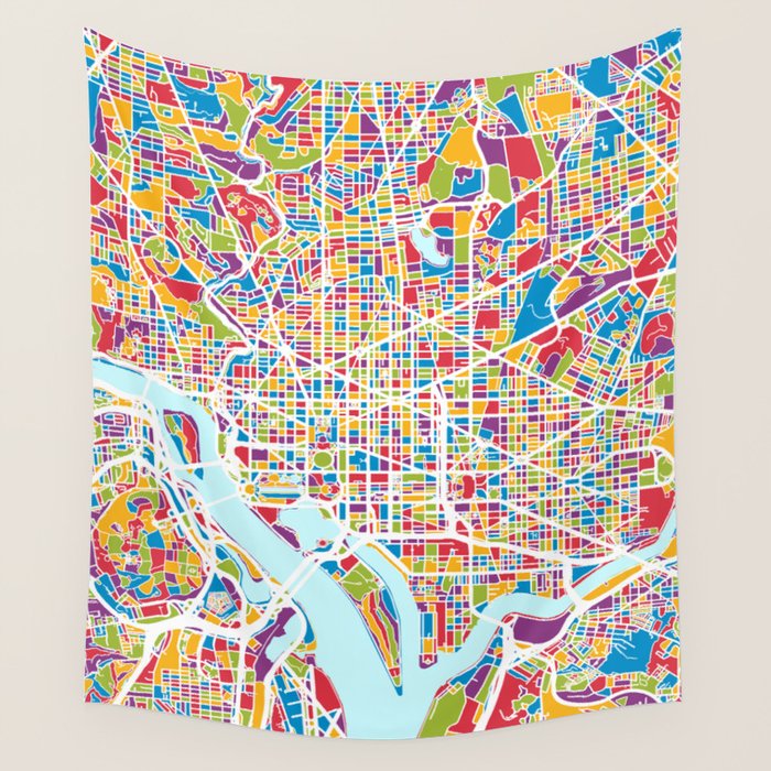 Washington DC Street Map Wall Tapestry Gallery Image 4