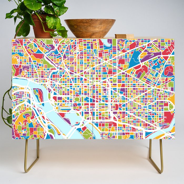 Washington DC Street Map Credenza Gallery Image 1