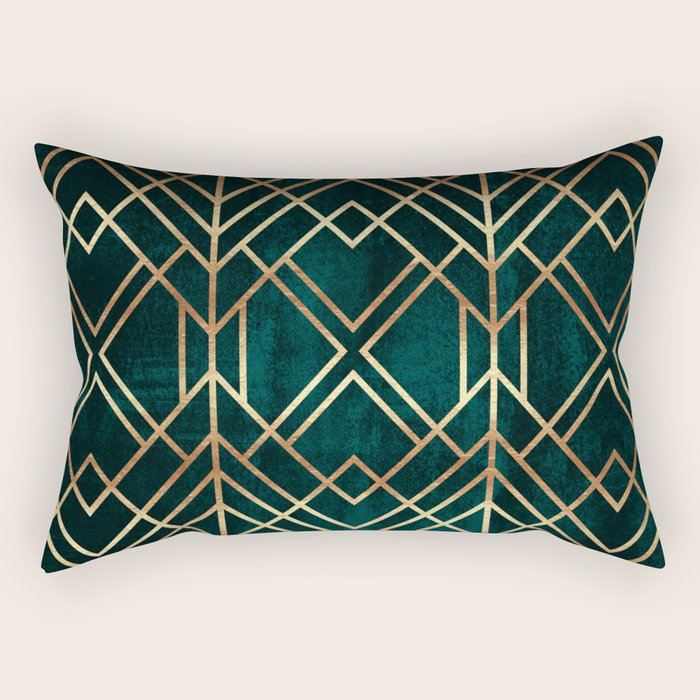 Dark Teal Geo Rectangular Pillow Gallery Image 1