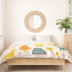Whimsical Pattern Houses, Trees, and Animals in a Charming Design for Kids Duvet Cover Gallery Image 3
