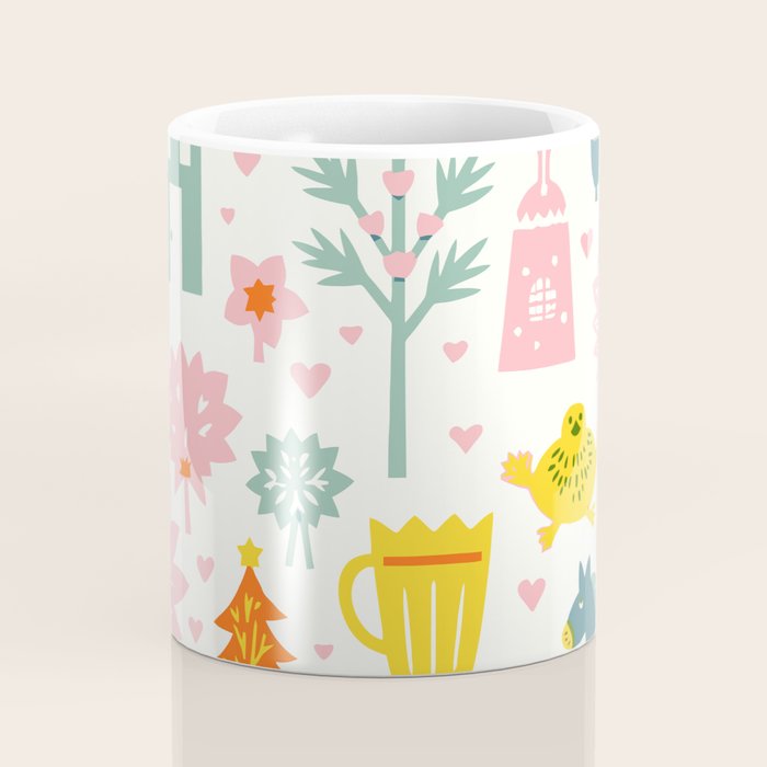 Whimsical Pattern Houses, Trees, and Animals in a Charming Design for Kids Coffee Mug Gallery Image 4