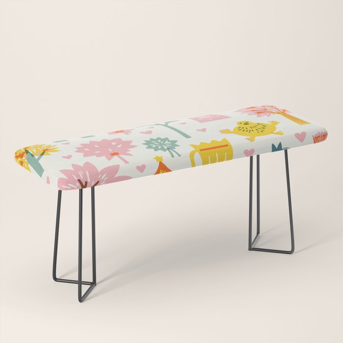 Whimsical Pattern Houses, Trees, and Animals in a Charming Design for Kids Bench Gallery Image 1