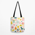 Whimsical Pattern Houses, Trees, and Animals in a Charming Design for Kids Tote Bag Gallery Image 2