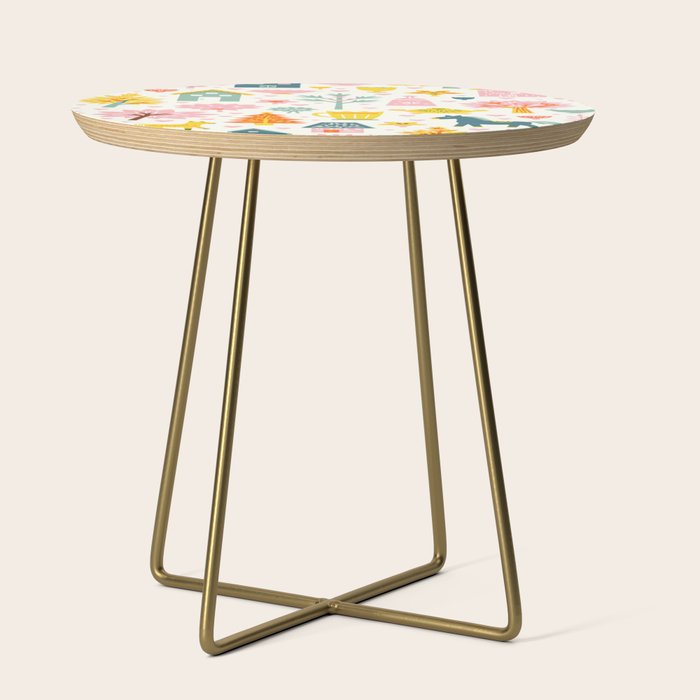 Whimsical Pattern Houses, Trees, and Animals in a Charming Design for Kids Side Table Gallery Image 1