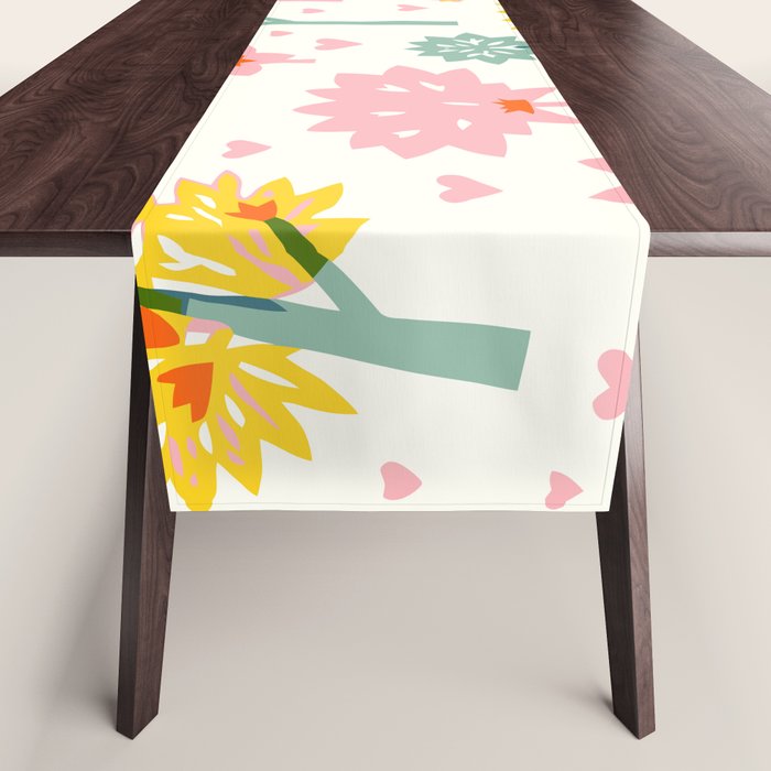 Whimsical Pattern Houses, Trees, and Animals in a Charming Design for Kids Table Runner Gallery Image 1