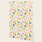 Whimsical Pattern Houses, Trees, and Animals in a Charming Design for Kids Wallpaper Gallery Image 2