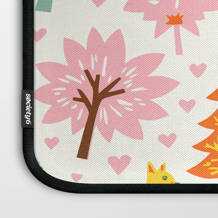 Whimsical Pattern Houses, Trees, and Animals in a Charming Design for Kids Laptop Sleeve Gallery Image 3