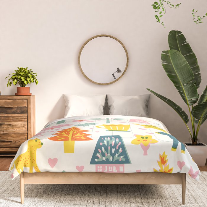Whimsical Pattern Houses, Trees, and Animals in a Charming Design for Kids Comforter Gallery Image 3