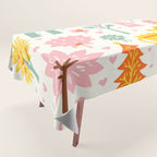 Whimsical Pattern Houses, Trees, and Animals in a Charming Design for Kids Tablecloth Gallery Image 1