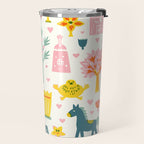Whimsical Pattern Houses, Trees, and Animals in a Charming Design for Kids Travel Mug Gallery Image 2